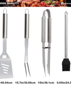 Alternative view of ROMANTICIST 20pc Heavy Duty BBQ Grill Tool Set in Case - The Very Best Grill Gift on Birthday Wedding - Professional BBQ Accessories Set for Outdoor Cooking Camping Grilling Smoking SILVER