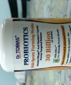 Dr. Tobias Probiotics 30 Billion, 10 Strains, 30 Billion CFU's, Targeted Release Probiotics for Digestive Health, Shelf-Stable Probiotics for Women & Men, Non-GMO, 30 Capsules, 30 Servings 30 Count (Pack of 1) 26 71x KgVwNL