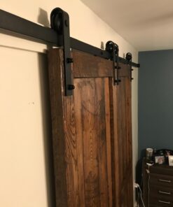 SMARTSTANDARD 13 Feet Heavy Duty Double Door Sliding Barn Door Hardware Kit - Smoothly and Quietly -Easy to Install -Includes Step-by-Step Installation, Fit 36"-40" Wide Door Panel(J Shape Hanger) 55 71x MqiiN9L