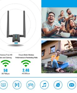 Wireless USB WiFi Adapter for PC: CXFTEOXK 1300Mbps WiFi USB, 802.11AC WiFi Adapter for Desktop PC, Dual Band WiFi Dongle Wireless Adapter for Windows11/10/8/7/Vista/XP, USB Computer Network Adapters 21 71x j1QILS