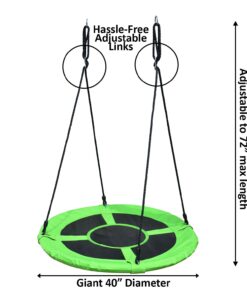 Swinging Monkey Products Giant 40" Saucer Tree Swing, 900D Oxford Fabric, Steel Frame, Simple Installation, Nest Swing (Green) 17 71x0pHJmrEL