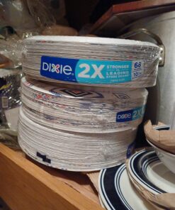 Dixie 10 Inch Paper Plates, Dinner Size Printed Disposable Plate, 204 Count (3 Packs of 68 Plates) White 34 71x0sdxUEyL