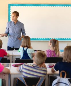 Teacher Created Resources Teal Polka Dots Scalloped Border Trim (5494) Teal, White 6 71x1hPIv L