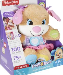 Fisher-Price Laugh & Learn Baby & Toddler Toy Smart Stages Sis Interactive Plush Dog with Music Lights & Learning Content for Ages 6+ Months 37 71x2gCedyNL