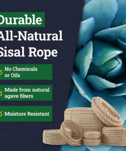 SGT KNOTS Twisted Sisal Rope for Cat Tree Replacement Parts - Sisal Twine Natural Rope and Thick Twine for Crafts, DIY, Gardening, Decor, Indoor, Outdoor Use - Sisal Rope in Multiple Lengths 1/2 inch x 10 feet 11 71x2h2caFCL