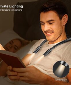 Gritin LED Neck Reading Light,Book Light for Reading in Bed-Eye Caring 3 Colors,Dimmable Brightness,Bendable Arms,80+Hrs Runtime,Neck Round Design,Comfortable&Lightweight for Reading,Crafting,Knitting Black 25 71x30erwqZL