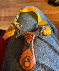 Tongtu Stainless Steel Takedown Slingshot for Adults Outdoor Hunting Practice with Flat Rubber Bands High Velocity Catapult Slingshots Wood 16 71x41YLgUNL