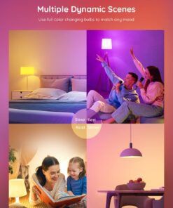 Govee Smart Light Bulbs, WiFi Bluetooth Color Changing Light Bulbs, Music Sync, 54 Dynamic Scenes, 16 Million DIY Colors RGB Light Bulbs, Work with Alexa, Google Assistant Home App, 4 Pack Multi-colored 4 Count (Pack of 1) 22 71x4IHCYZmL