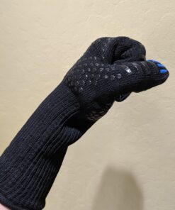 YUXIER Oven Gloves BBQ Grill Gloves 1472°F Extreme Heat Resistant Oven Mitts for Cooking, Grilling, Kitchen, Smoker Baking, Barbecue, Fireplace, Welding, Cutting (13.8inch, Black Gloves) 24 71x6QjjsNBL