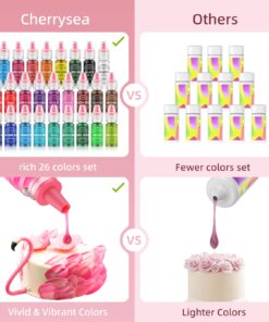 Food Coloring for Baking - 26 Vibrant Cake Coloring Liquid Set for Dessert Decorating, Food Grade Food Dye for Icing,Fondant,Cookies,Easter Egg,Making DIY Supplies Kit- 0.25 Fl. oz (6 ml)/Bottles 0.25 Fl Oz (Pack of 26) 29 71x7bJGem8L
