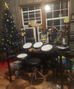 Donner DED-200 Electric Drum Sets with Quiet Mesh Drum Pads, 2 Cymbals w/Choke, 31 Kits and 450+ Sounds, Throne, Headphones, Sticks, USB MIDI, Melodics Lessons (5 Pads, 3 Cymbals) 31 71x7zS0zhPL
