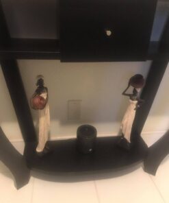 Deco 79 Polystone Woman Standing African Sculpture with Red Water Pots and Black Base, Set of 2 16"H, 4"W, Cream 40 71x8eUBqFGL