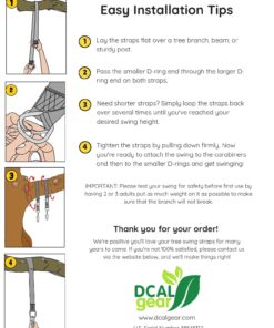 DCAL Gear Tree Swing Hanging Straps Kit - Easy & Fast Installation - 5ft Extra Long Straps Hold 2000 lb - Safer Lock Snap Carabiner Hooks Perfect to Tree Swing, Swing Sets, Tire Swing & Hammock 28 71x9QRS1W L