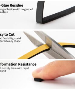 Yotache Foam Seal Tape 3 Rolls 1/4" W X 1/8" T, High Density Adhesive Foam Weather Strip Seal for Window and Door, 50 Ft Length (3 X 16.5 Ft Each) 1/4" x 1/8" x 50' 17 71x9fg2LUhL