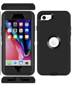 Alternative view of iPhone SE 2020/2022 3-in-1 Full Body Protector Case, Shockproof TPU & Hard PC Bumper, Drop-Proof Shell for 4.7" - Black