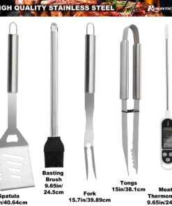 Alternative view of ROMANTICIST 28pc BBQ Accessories Set with Thermometer - The Very Best Grill Gift on Birthday Wedding - Heavy Duty Stainless Steel Grill Set in Case for Outdoor Cooking Camping Grilling Smoking 28PCS SILVER