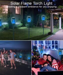 EOYIZW Solar Lights Outdoor 4 Pack, Premium 99 LEDs Solar Torch Light with Flickering Flame Outdoor Decor- IP65 Waterproof Solar Garden Lights for Halloween Decorations Yard Garden Porch Blue-4Pack 18 71xCiqzB8NL