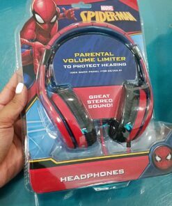 eKids Spiderman Kids Headphones, Adjustable Headband, Stereo Sound, 3.5Mm Jack, Wired, Tangle-Free, Volume Control, Childrens Headphones Over Ear for School Home, Travel 29 71xDXTiKW9L