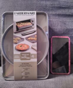 Farberware Bakeware Steel Nonstick Toaster Oven Pan Set, 4-Piece Baking Set, Gray Baking Sheet Set II 55 71xDadCg0NL