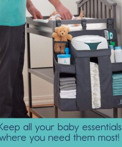 Alternative view of hiccapop Hanging Diaper Organizer for Changing Table, Cribs and Walls, Diaper Stacker and Nursery Organizer | Hanging Storage Caddy Organizer for Baby Essentials | Slate Gray