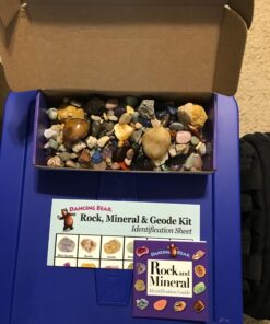 DANCING BEAR Rock, Mineral & Geodes Treasure Hunt Activity Kit (200 Pc Set) Real Shark Teeth Fossils, ID Sheet & Rock Book, STEM Rock, Mineral & Geodes Collection 62 71xDt7s1AsL