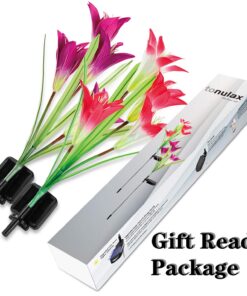 TONULAX Solar Garden Lights Outdoor - New Upgraded, Multi-Color Changing Lily Solar Lights for Patio,Yard Decoration, Bigger Flower and Wider Solar Panel (2 Pack,Purple and Red) 2 Pack 29 71xENbLThL