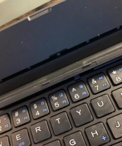 Geyes Portable Folding Wireless Keyboard - BT Rechargeable Full Size Ultra Slim Foldable Keyboard with Kickstand, Aluminum Alloy, Compatible iOS Android Windows Smartphone Tablet and Laptop, Black 608 29 71xEvXlgJ2L