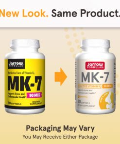 Jarrow Formulas MK-7 90 mcg - Bioactive Form of Vitamin K2 - 60 Servings (Softgels) - For Bone & Cardiovascular Health - Vitamin K2 MK-7 Dietary Supplement - K2 Vitamin Supplement MK-7 - Gluten Free 60 Servings (Pack of 1) 18 71xFiEF05lL 1