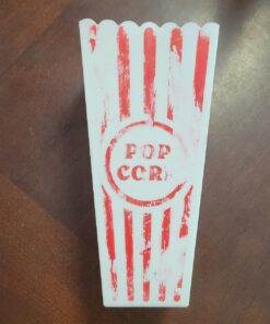 Novelty Place Plastic Red White Striped Classic Popcorn Containers for Movie Night - 7.8 inch Tall x 3.8 inch Square (4 Pack) 4 24 71xFliDrpaL