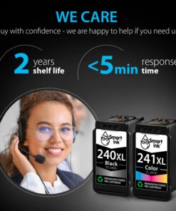 Smart Ink Remanufactured Ink Cartridge Replacement for Canon 240 240XL 241 241XL to use with Pixma MG3620 MG3520 MX472 TS5120 MX452 MX432 MX532 MG3220 Printer (Black & Color XL Combo Pack) 12 71xGqVe3SL