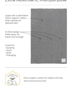 Alternative view of Burt's Bees Baby - 5 Pack of Burp Cloths, 100% Organic Cotton (1 Cloud, 1 Solid Color, 1 Honey Bee, 1 Stripe, 1 Alphabet Bee Print, Heather Grey) Heather Grey Prints