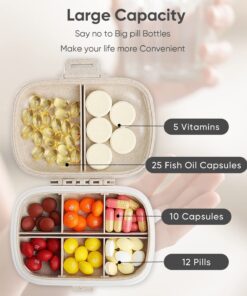 Holii Travel Pill Organizer, 8 Compartments Portable Pill Case, Daily Pill Box to Hold Vitamins, Small Pill Container for Pocket Purse Medicine Organizer(Khaki) Khaki 28 71xIjbUjiTL