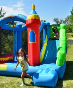 Bounceland Royal Palace Inflatable Bounce House, with Long Slide, Large Bouncing Area, Basketball Hoop and Sun Roof, 13 ft x 12 ft x 9 ft H, UL Strong Certified Blower, Castle Kids Party Theme With Blower 37 71xIz73WfUL