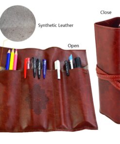 Miayon Twilight Retro Bandage Synthetic Leather Pen Bag Pencil Case Makeup Pouch,Vintage Style Rollup Pencil Case, Pencil Bag(Dark Brown) 36 71xJ0TXRqZL