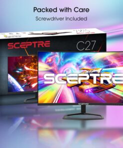 Sceptre 27-inch Curved Gaming Monitor up to 240Hz DisplayPort HDMI 1ms 99% sRGB Build-in Speakers, R1500 Machine Black 2023 (C275B-FWT240) 27" Curved 240Hz 18 71xJyZSUvL
