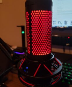 HyperX QuadCast - USB Condenser Gaming Microphone, for PC, PS4, PS5 and Mac, Anti-Vibration Shock Mount, Four Polar Patterns, Pop Filter, Gain Control, Podcasts, Twitch, YouTube, Discord, Red LED Red Lighting 26 71xK122ze6L