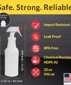 Pinnacle Mercantile Plastic Spray Bottles Leak Proof Technology Empty 32 oz Pack of 3 Made in USA 32 Oz, 3 Pack 14 71xK15dHuS