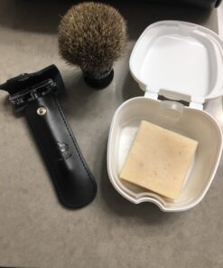 Complete Wet Shave Kit | Mike the Mason | Gift Set Includes: Hawk Safety Razor, Pure 100% Badger Hair Brush, Organic Honey Oatmeal Shave Bar, Nick Brick, 5 Premium Mens Blades, and a Razor Stand 25 71xK9WRQ0sL