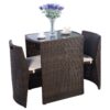 Giantex 3 PCS Cushioned Outdoor Wicker Patio Set Convention Bistro Set Garden Lawn Space Saving Conversation Set Sofa Furniture No Assembly (Brown) Brown 29 71xKVlKfncL