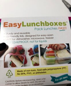EasyLunchboxes® - Bento Lunch Boxes - Reusable 3-Compartment Food Containers for School, Work, and Travel, Set of 4 (Brights) Brights 33 71xKx9cY aL