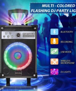 Ankuka Karaoke Machine, Portable Bluetooth Speaker with Disco Lights,Subwoofer PA System with 2 Wireless Microphones for Christmas,Birthday Party 27 71xLfSEDpBL
