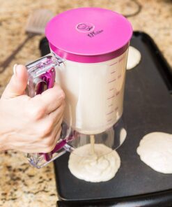 KPKitchen Pancake Batter Dispenser - Kitchen Must-Have Tool for Perfect Pancakes, Cupcake, Waffle, Muffin Mix - White Elephant Gifts - Baking Supplies for Griddle - Pancake Maker with Measuring Label 26 71xMHj2a L