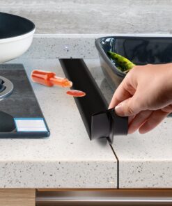 Stove Counter Gap Cover - Flexible Easy Clean Heat Resistant Wide & Long Gap Cap Fillers, Seals Spills Between Appliances, Furniture, Stovetop, Oven, Washer & Dryer, Set of 2 (Black, 21 Inches) 21'', Black 29 71xNeVgAwjL