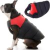 Gooby Padded Vest Dog Jacket - Red, Medium - Warm Zip Up Dog Vest Fleece Jacket with Dual D Ring Leash - Winter Water Resistant Small Dog Sweater - Dog Clothes for Small Dogs Boy and Medium Dogs Medium chest (18.25") 1