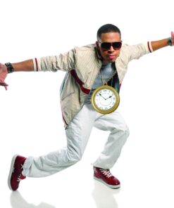 Skeleteen Jumbo Gold Clock Necklace - White Rabbit Clock, Hip Hop Rapper Clock - 1 Piece 20 71xNuujalTL