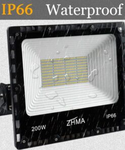ZHMA 200W LED Flood Light Outdoor, 20000lm Super Bright Work Lights, IP66 Waterproof Security Light with Plug & Switch, 6500K White Spotlight for Garden, Yard, Garage, Basketball Court Lighting 200.0 Watts 12 71xNwBRIvoL