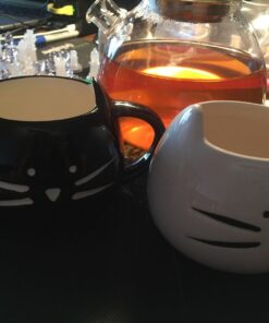 Teagas Cat Coffee Mugs for Crazy Cat Lady - Black & White Ceramic Cat Coffee Mugs and Cute Cat Spoons Set for Coffee Tea 12oz Black/White 28 71xOxFL4z8L