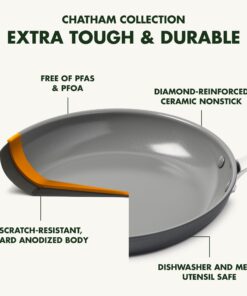 GreenPan Chatham Hard Anodized Healthy Ceramic Nonstick 10 Piece Cookware Pots and Pans Set, Frying Pan Skillets, Saucepans, Saute Pan, Stockpot, Lids, PFAS-Free, Dishwasher Safe, Oven Safe, Gray 16 71xPdNw4xwL
