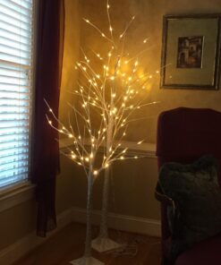 LIGHTSHARE 4 Feet Birch Tree, 48 LED Lights, Warm White, for Home, Festival, Party, and Christmas Decoration, Indoor and Outdoor Use 4 ft 32 71xPqYY4SqL