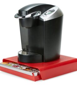 Mind Reader Single Serve Coffee Drawer, 36 Pod Capacity Countertop Organizer, 13.25" L x 12.75" W x 2.75" H, Red Coffee Pod Holder 29 71xQzEZg1L